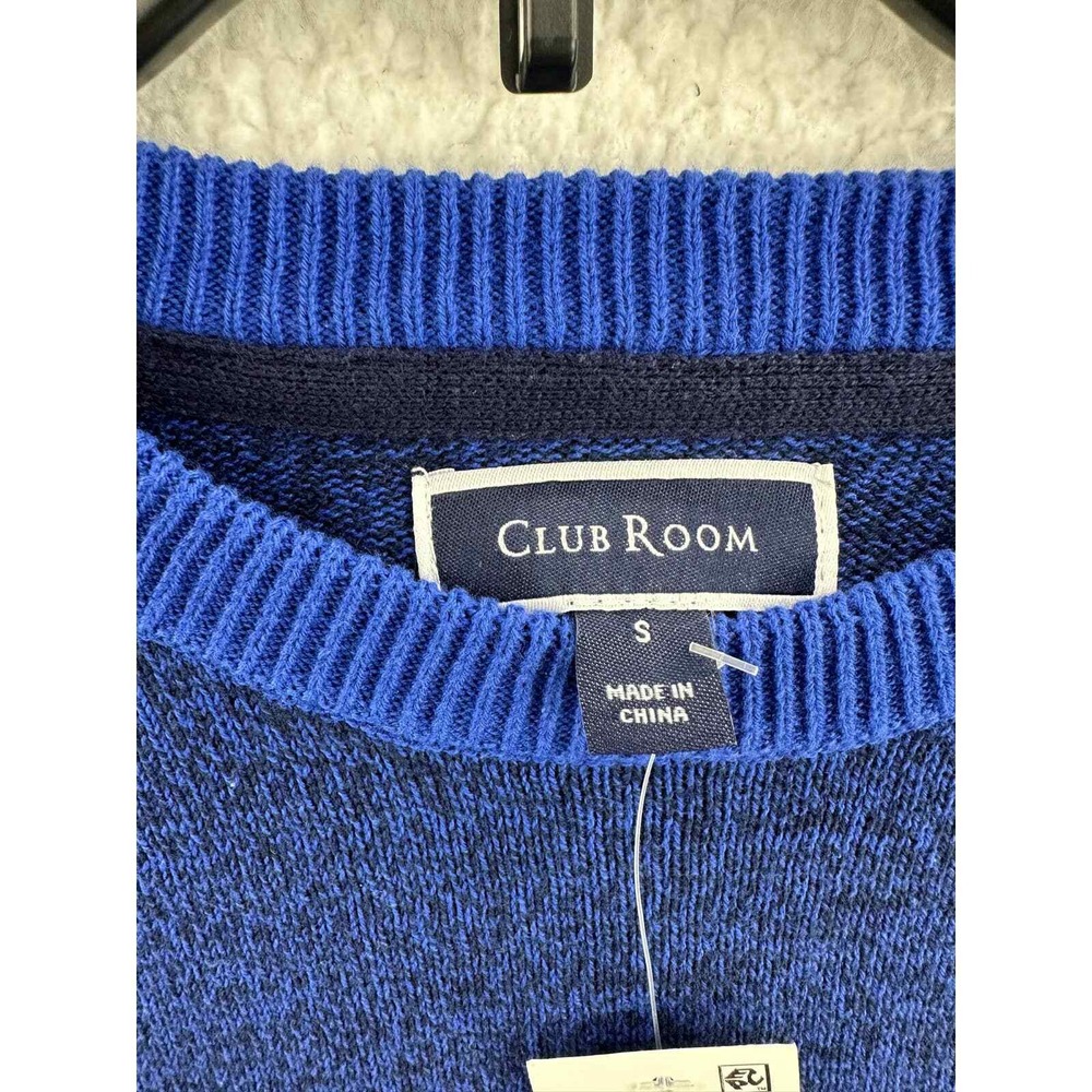Club Room Mens Sweater Blue Novelty Cotton Crewneck Pullover Top Small - Picture 3 of 7